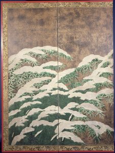 Bambu lumessa, n. 1600 (muste, värit, kulta ja hopea paperilla)